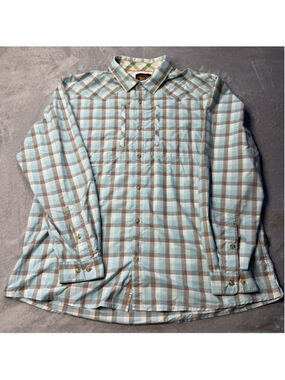 Orvis Trout Bum Men's Plaid Shirt Button Up Roll Up Sleeve Fishing Outdoors XL